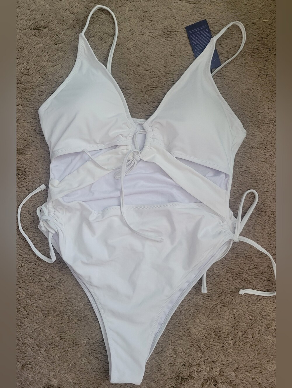 Women's White One-Piece Tie-Front Swim Suit